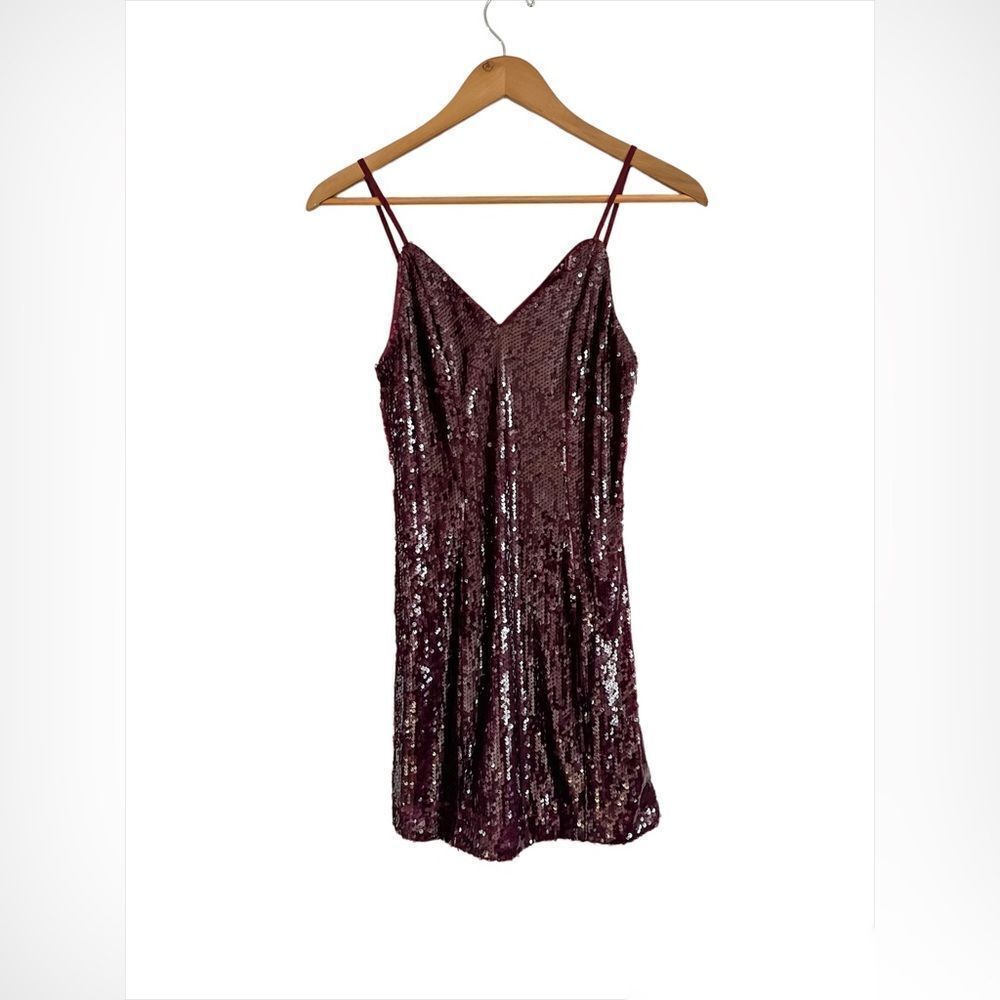 Forever 21 Sequined Mini Dress Burgundy Size Small